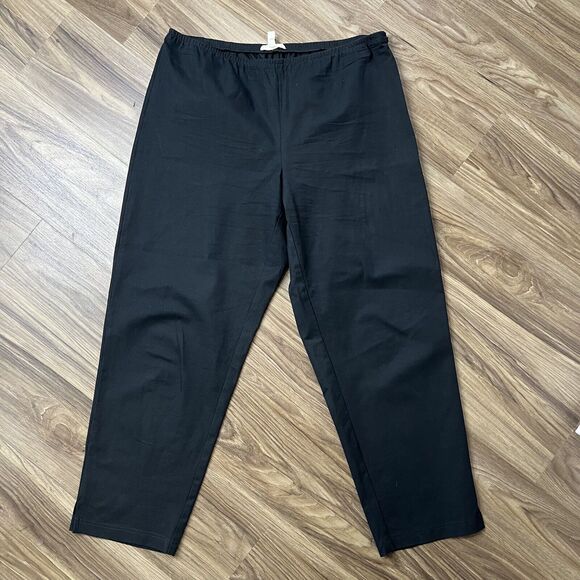 Eileen Fisher Size L Pants Slim Knit Crop Pants Black Stretch Side Zip Capsule - Picture 2 of 12
